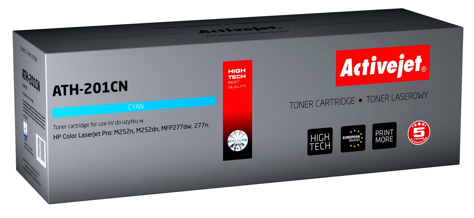 Activejet ATH-201CN toner for HP printer HP 201A CF401A CRG045 replacement; Supreme; 1400 pages; cyan