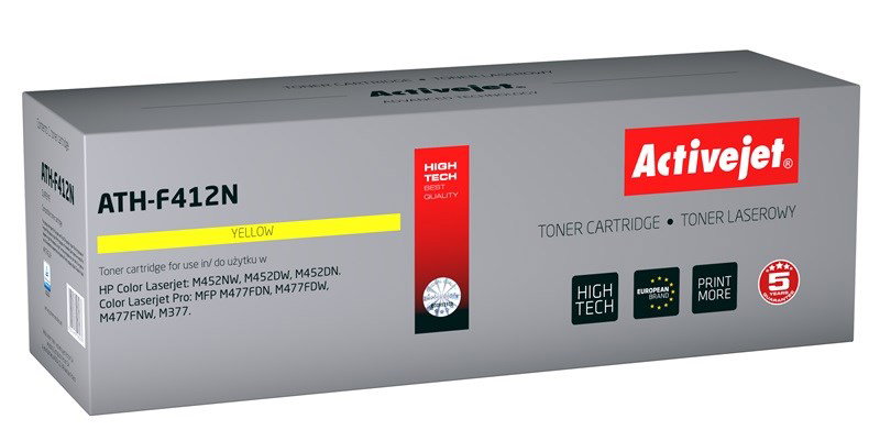 Activejet ATH-F412N toner (replacement for HP 410A CF412A; Canon CRG 046 Y 1247C002; Supreme; 2300 pages; yellow)