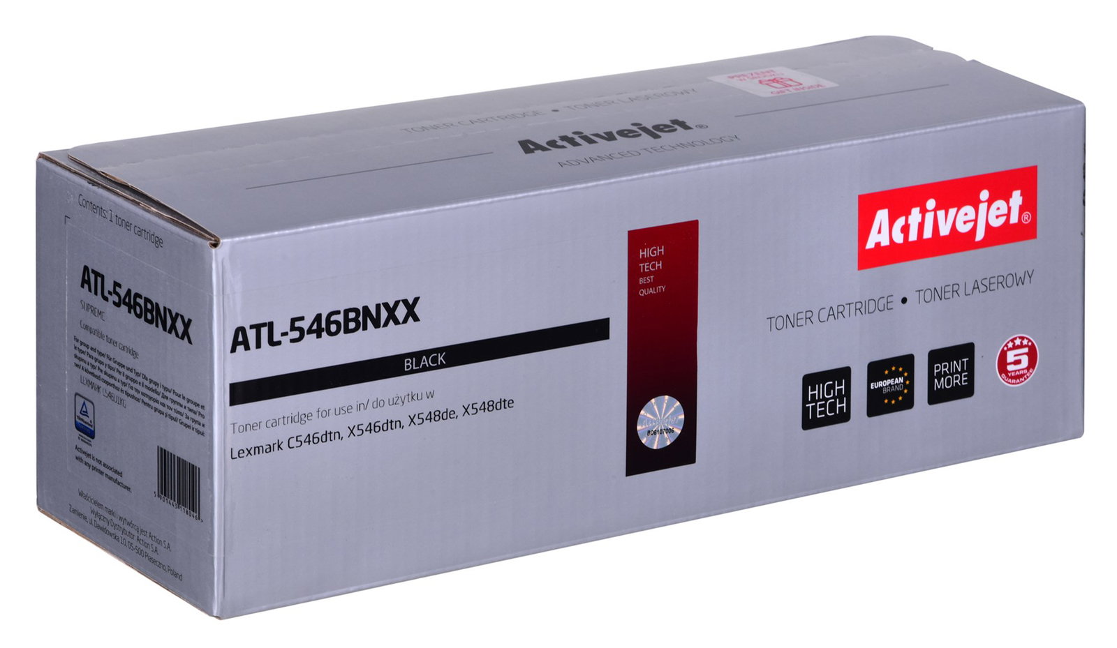 Activejet ATL-546BNXX Toner (replacement for LEXMARK C546U1KG; Supreme; 8000 pages; black)