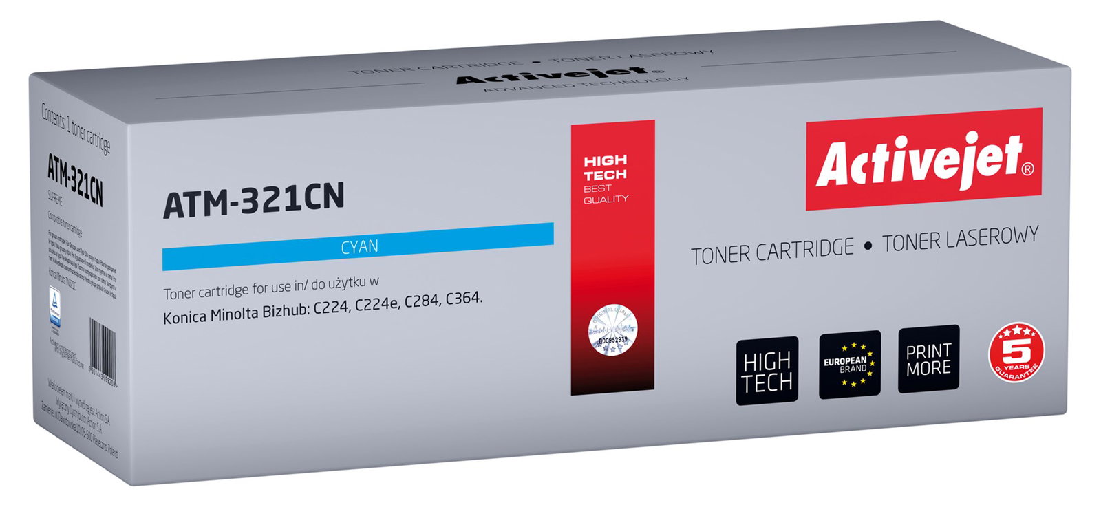 Activejet ATM-321CN Toner (replacement for Konica Minolta TN321C; Supreme; 25.000 pages; cyan)