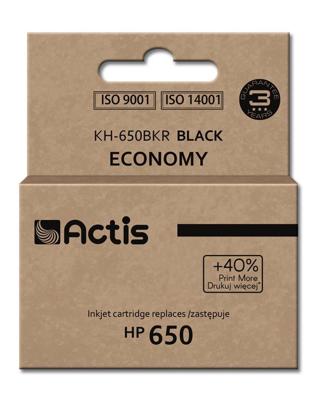 Actis KH-650BKR ink (replacement for HP 650 CZ101AE; Standard; 15 ml; black)