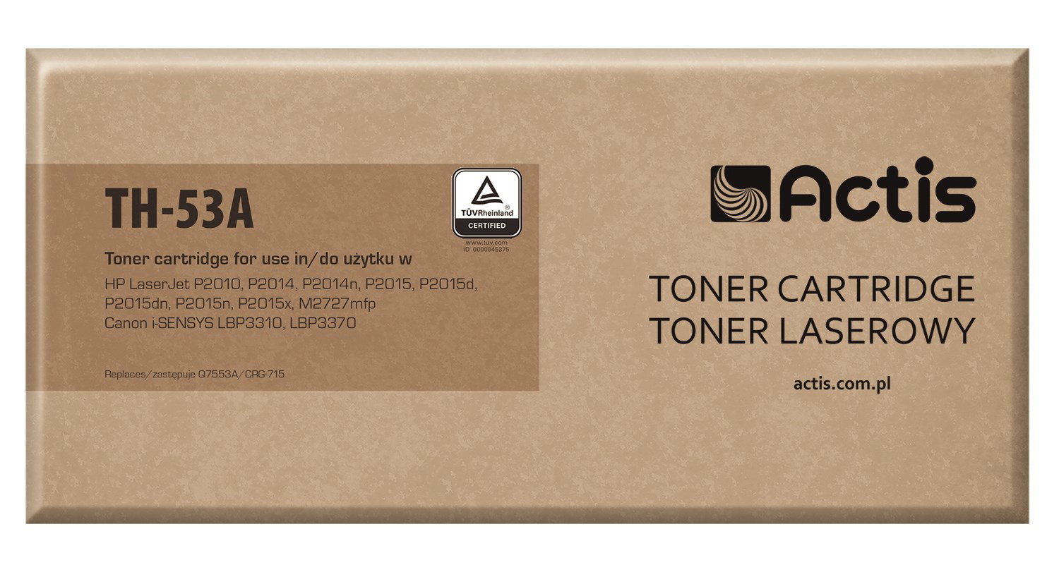 Actis TH-53A Toner (replacement for HP 53A Q7553A, Canon CRG-715; Standard; 3000 pages; black)