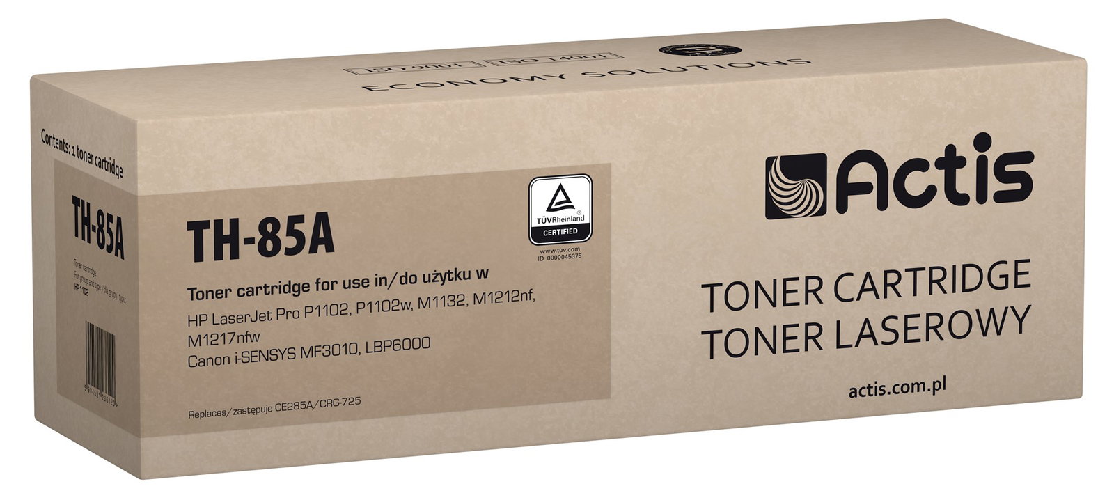 Actis TH-85A Toner (replacement for HP 85A CE285A, Canon CRG-725; Standard; 1600 pages; black)