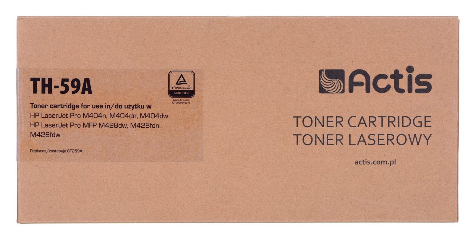 Actis TH-59A Toner (replacement for HP CF259A; Supreme; 3000 pages; black) with a toner level monitoring chip. We recommend disabling printer software updates.
