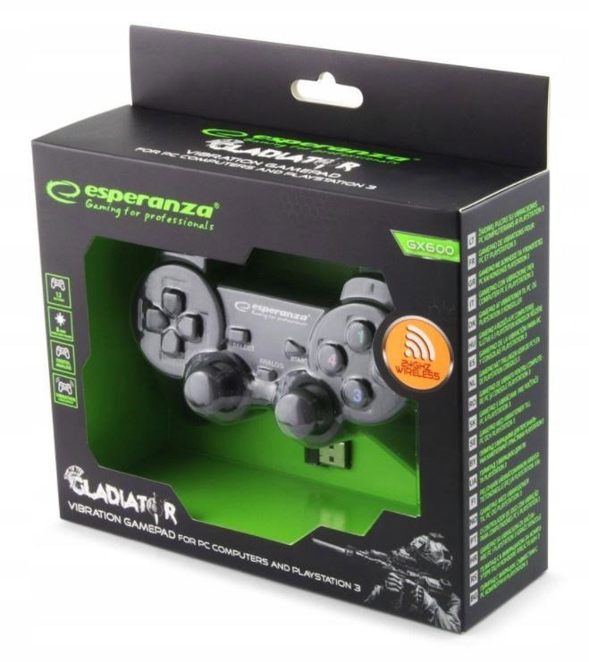 Esperanza EGG108K Gaming Controller Black USB 2.0 Gamepad Analogue Digital PC, Playstation 3