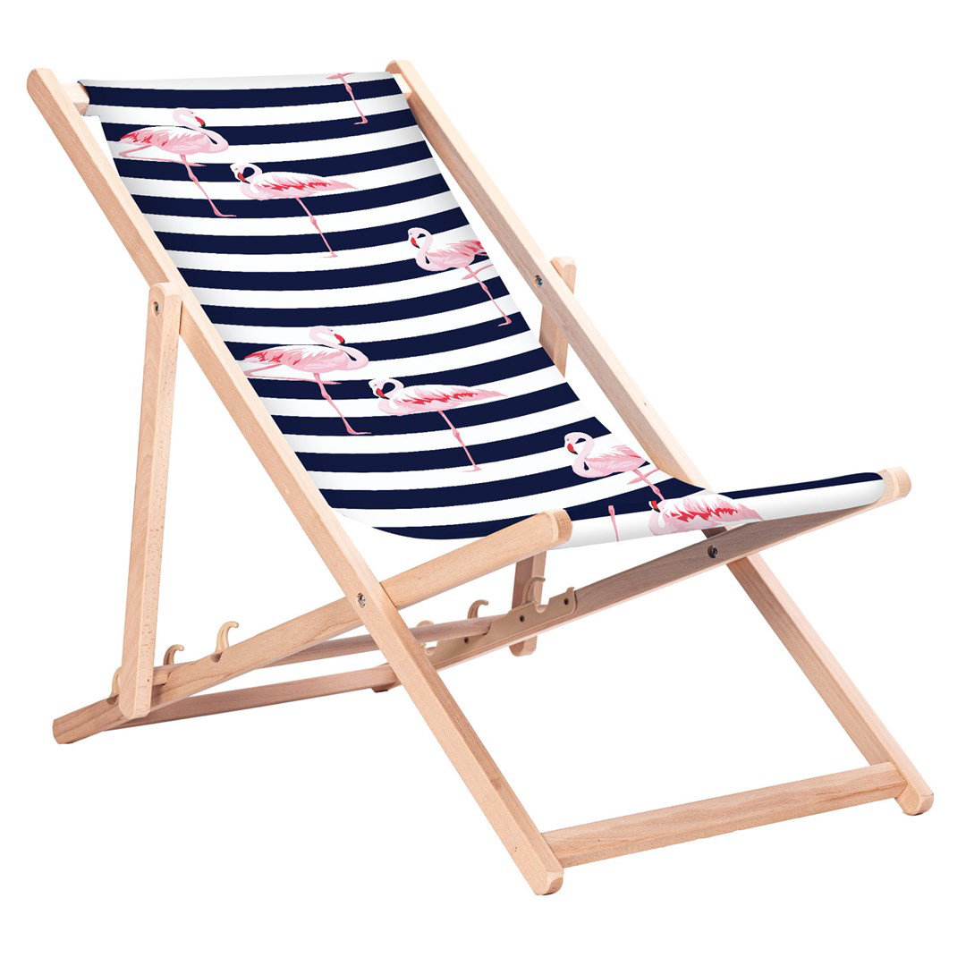 GreenBlue GB183 Classic Beech Deck Chair with Flaming Print