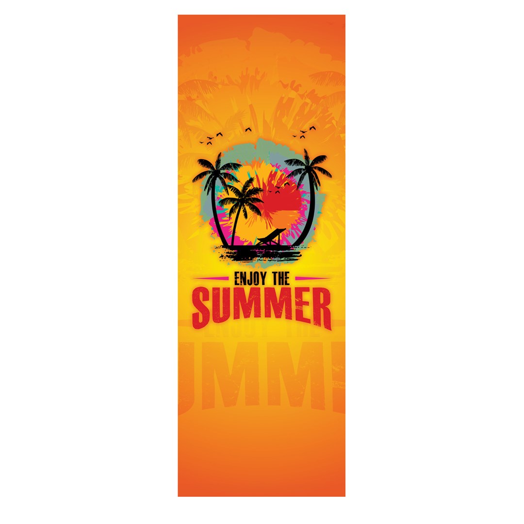 GreenBlue GB183 Classic Beech Deck Chair with Enjoy The Summer Print