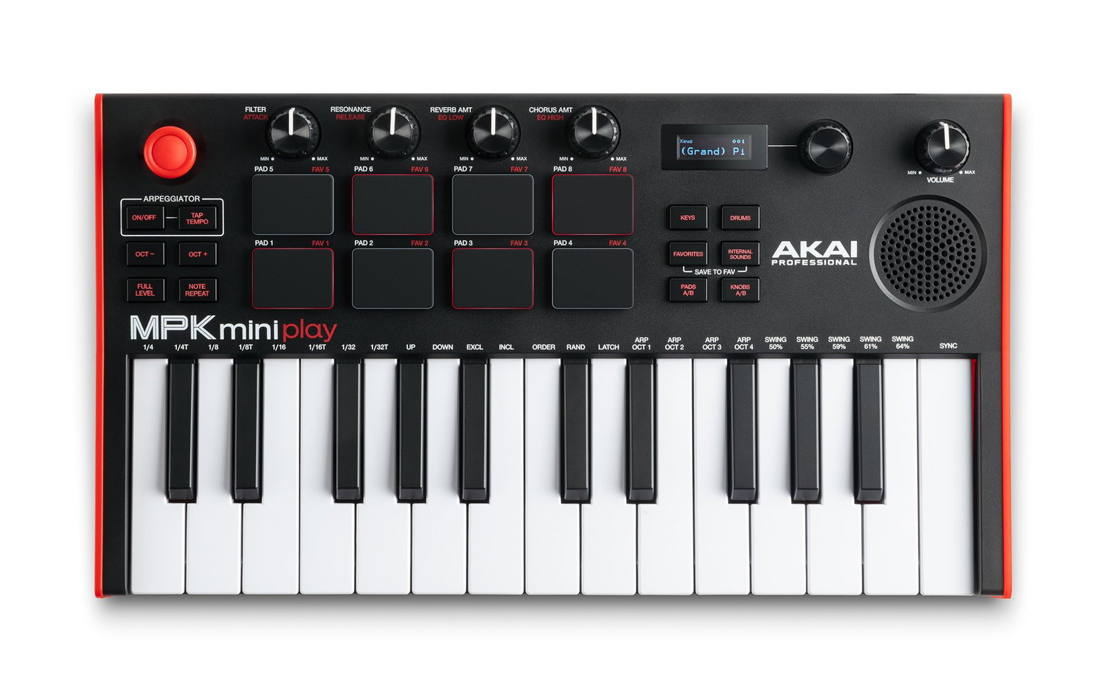 AKAI MPK Mini Play MK3 Control keyboard Pad controller MIDI USB Black, Red