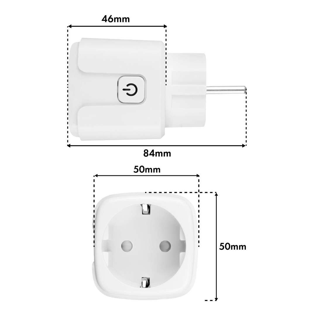GreenBlue Remote-Controlled WiFi Outlet, Android/iOS/Alexa/Google Home, Timer, Wattmeter, Max 16A/3840W, GB735 W