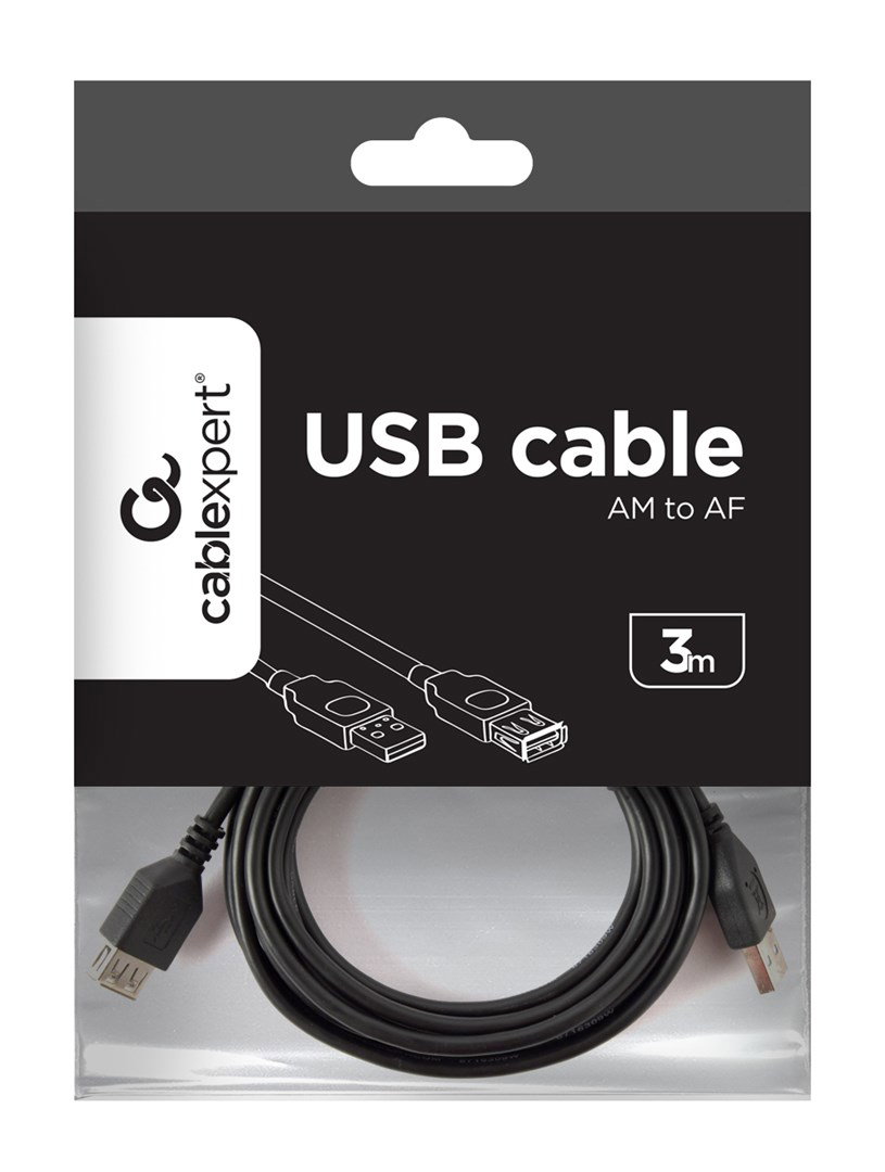 Gembird 3m USB 2.0 A M/FM USB cable USB A Black