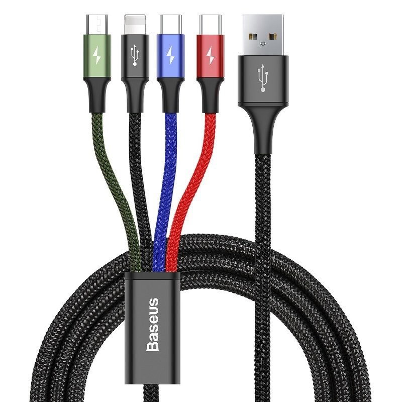 Cable USB Baseus Fast 4in1 2xUSB-C Lightning Micro 3.5A 1.2m (black)