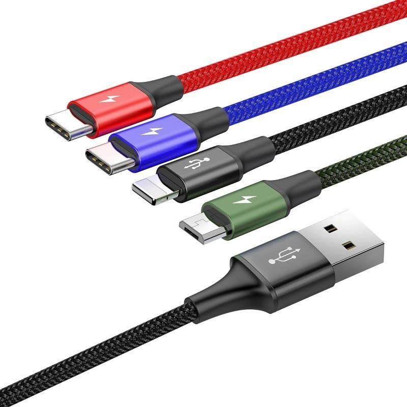 Cable USB Baseus Fast 4in1 2xUSB-C Lightning Micro 3.5A 1.2m (black)