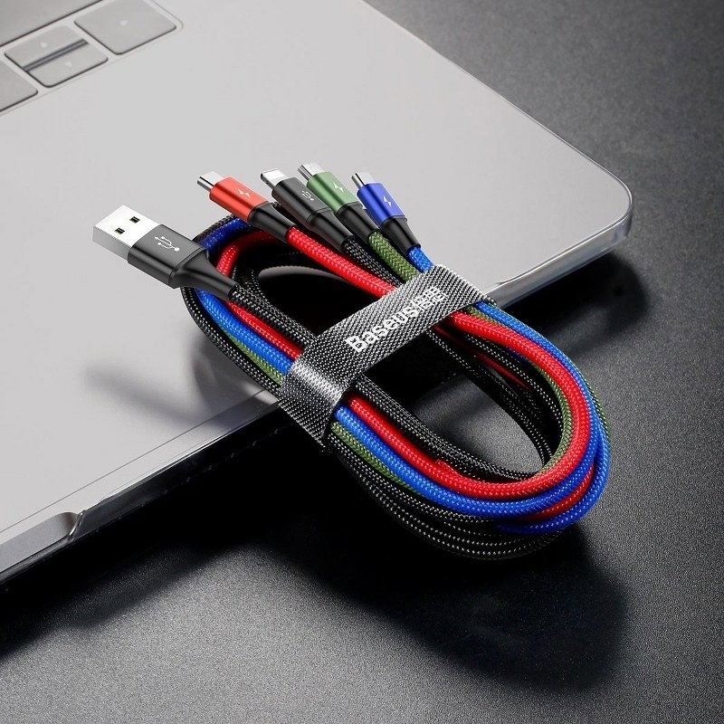 Cable USB Baseus Fast 4in1 2xUSB-C Lightning Micro 3.5A 1.2m (black)