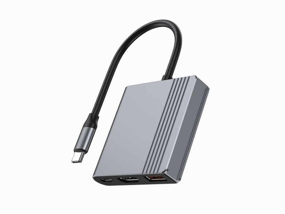 Gembird A-CM-COMBO3-05 USB Type-C 3-in-1 multi-port adapter (USB port + HDMI + USB-C video), space grey