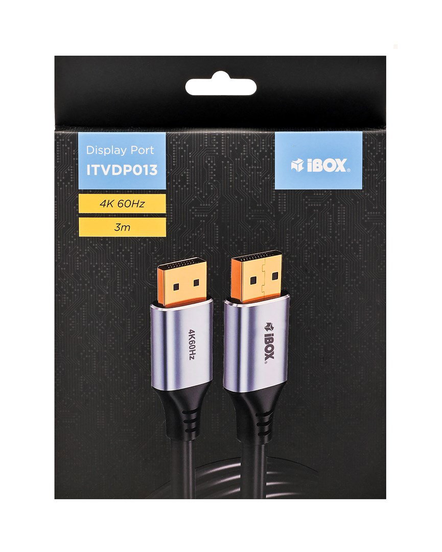 iBox ITVDP013 DisplayPort cable 4K 60Hz gold plug 3 m