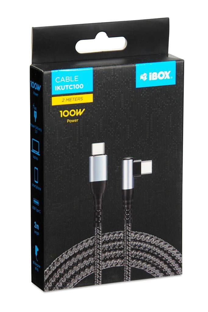 iBox IKUTC100 USB cable USB 2.0 2 m USB C 60 W Black