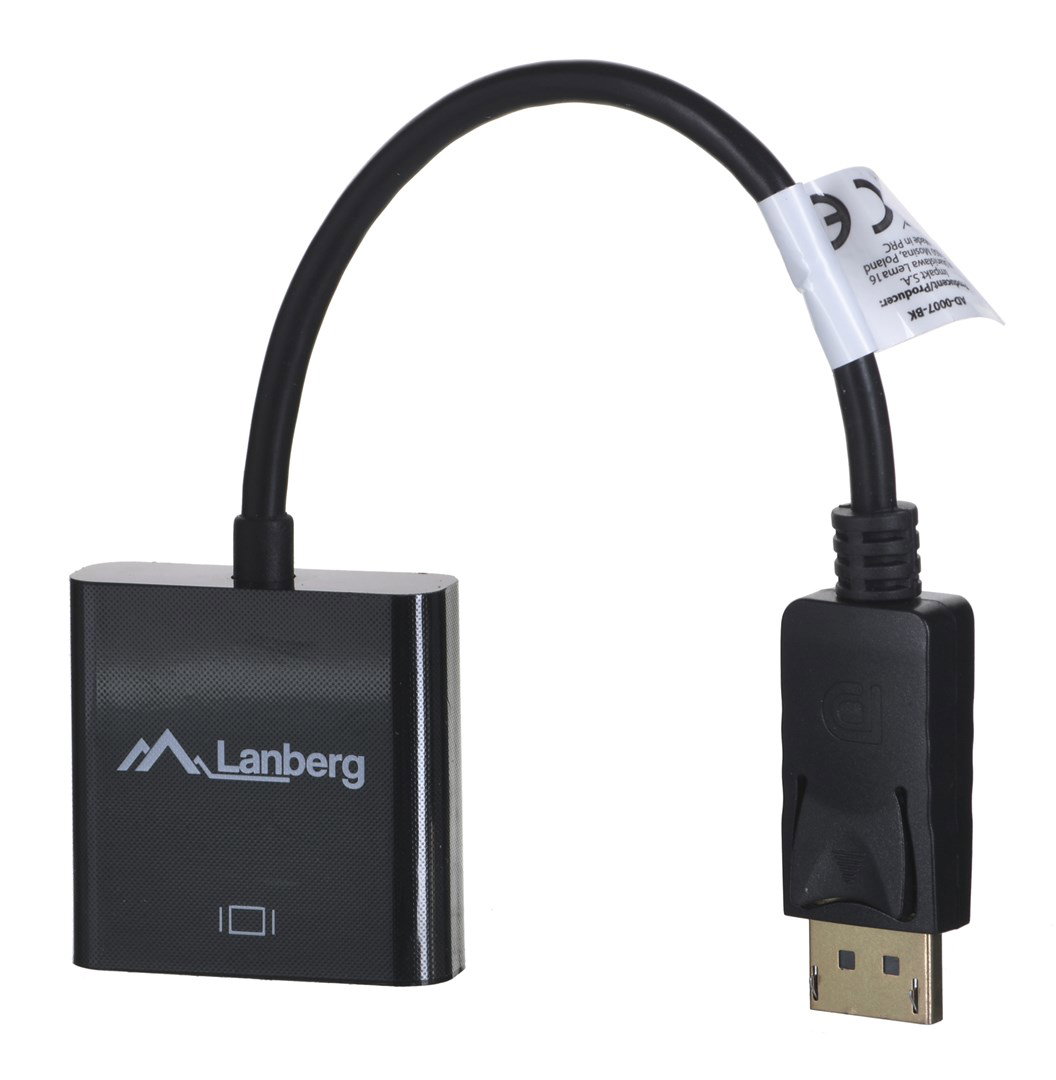 Lanberg AD-0007-BK video cable adapter 0.1 m DisplayPort DVI-D Black