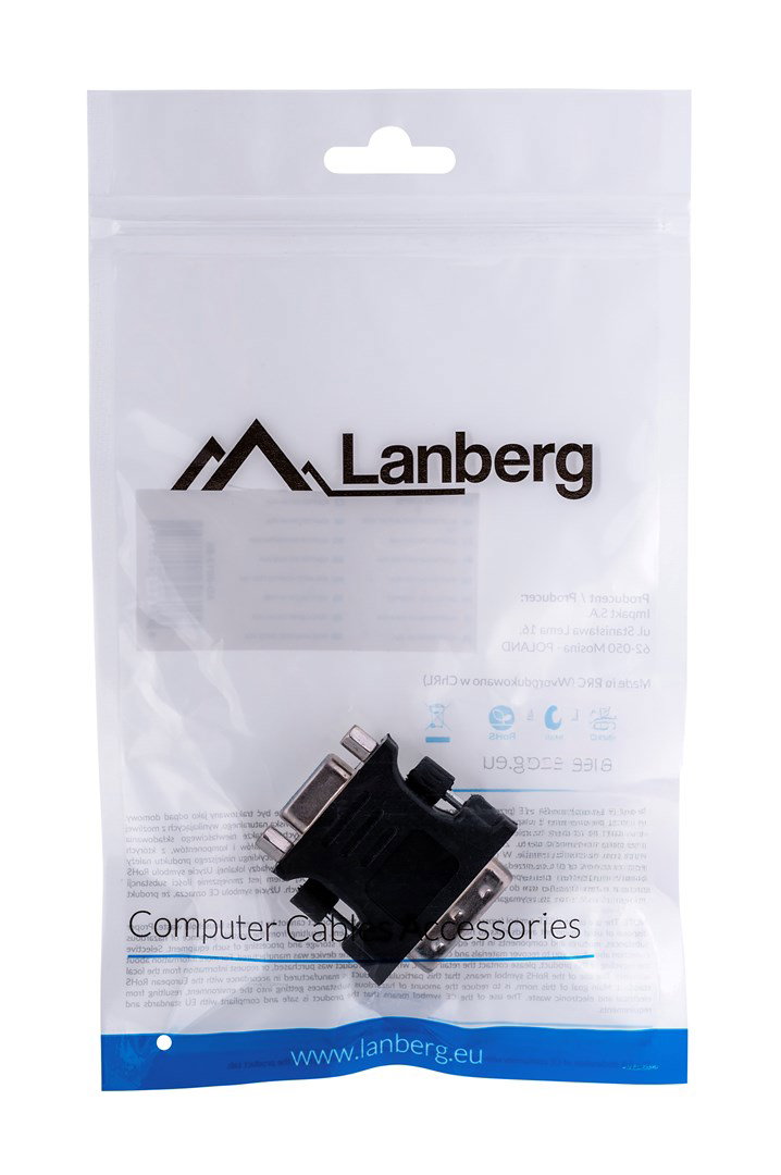Lanberg AD-0012-BK cable gender changer DVI-I VGA (D-Sub) Black