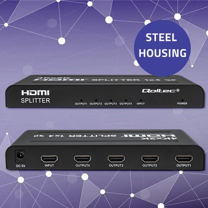 Qoltec 51798 Active HDMI Splitter 4 x HDMI 4K x 2K 3.4Gb/s