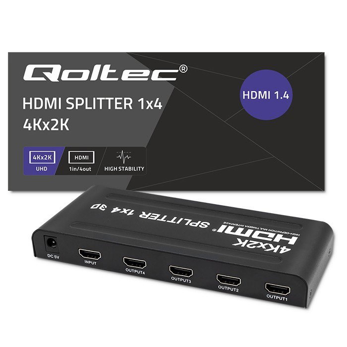 Qoltec 51798 Active HDMI Splitter 4 x HDMI 4K x 2K 3.4Gb/s