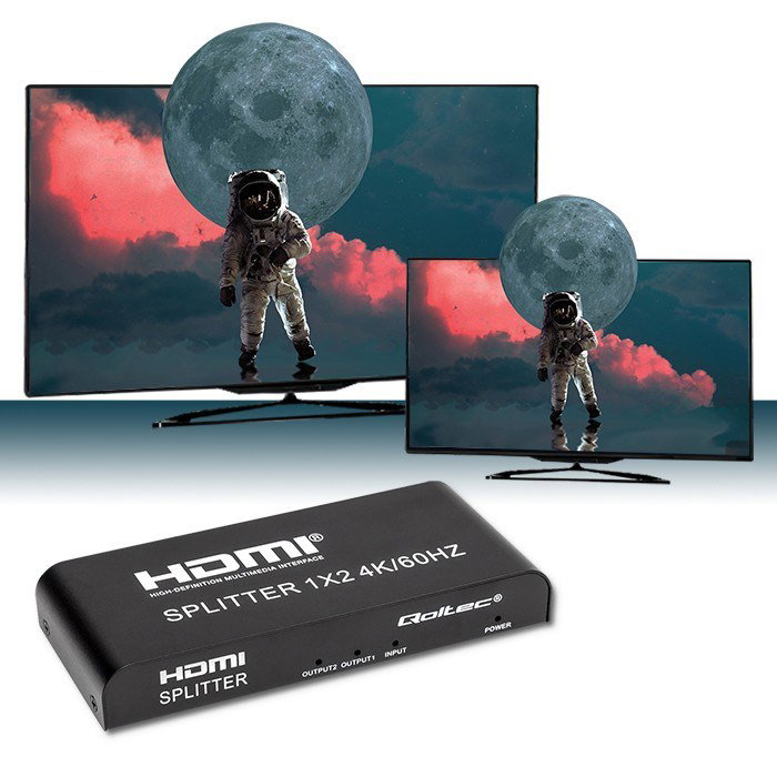 Qoltec 51797 Active HDMI Splitter 2 x HDMI 4K x 2K 6Gb/s 60Hz