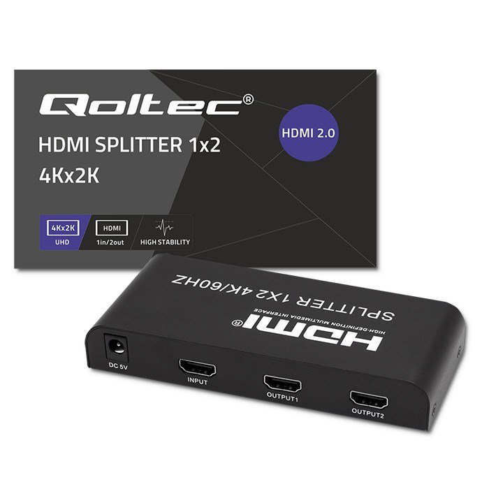 Qoltec 51797 Active HDMI Splitter 2 x HDMI 4K x 2K 6Gb/s 60Hz