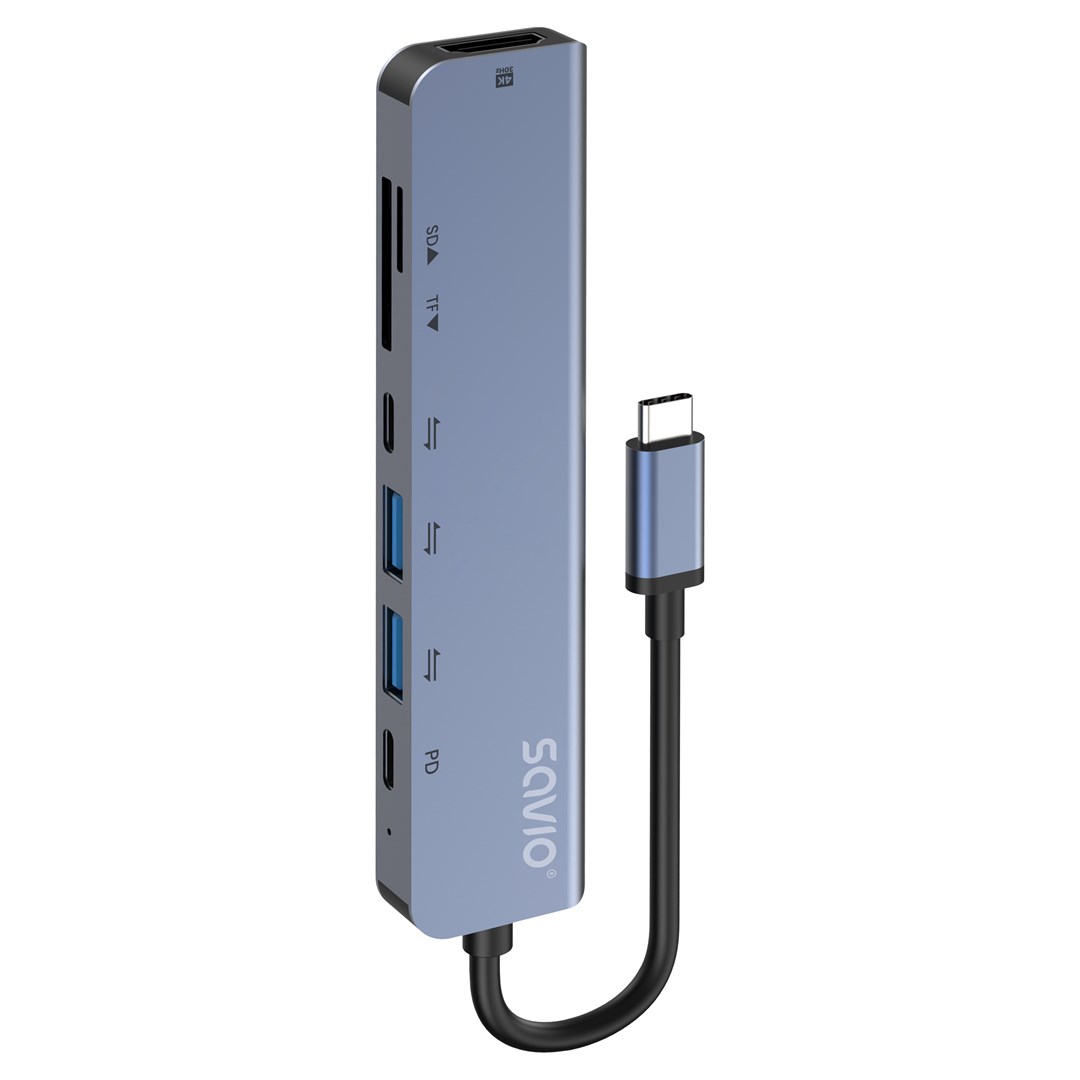 Savio AK-82 interface hub USB Type-C 5000 Mbit/s Black