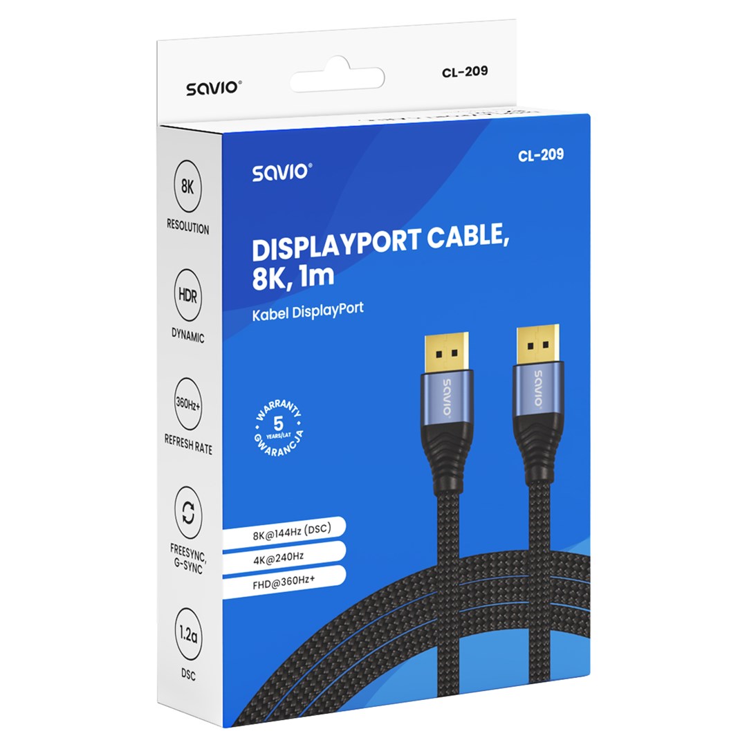 Savio CL-209 DisplayPort cable 1 m Black