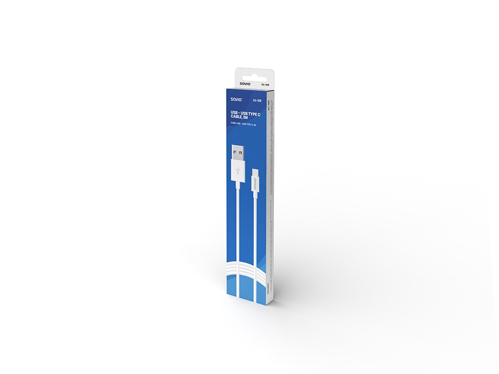 Savio USB USB type C cable 5A, 1m CL-126 White