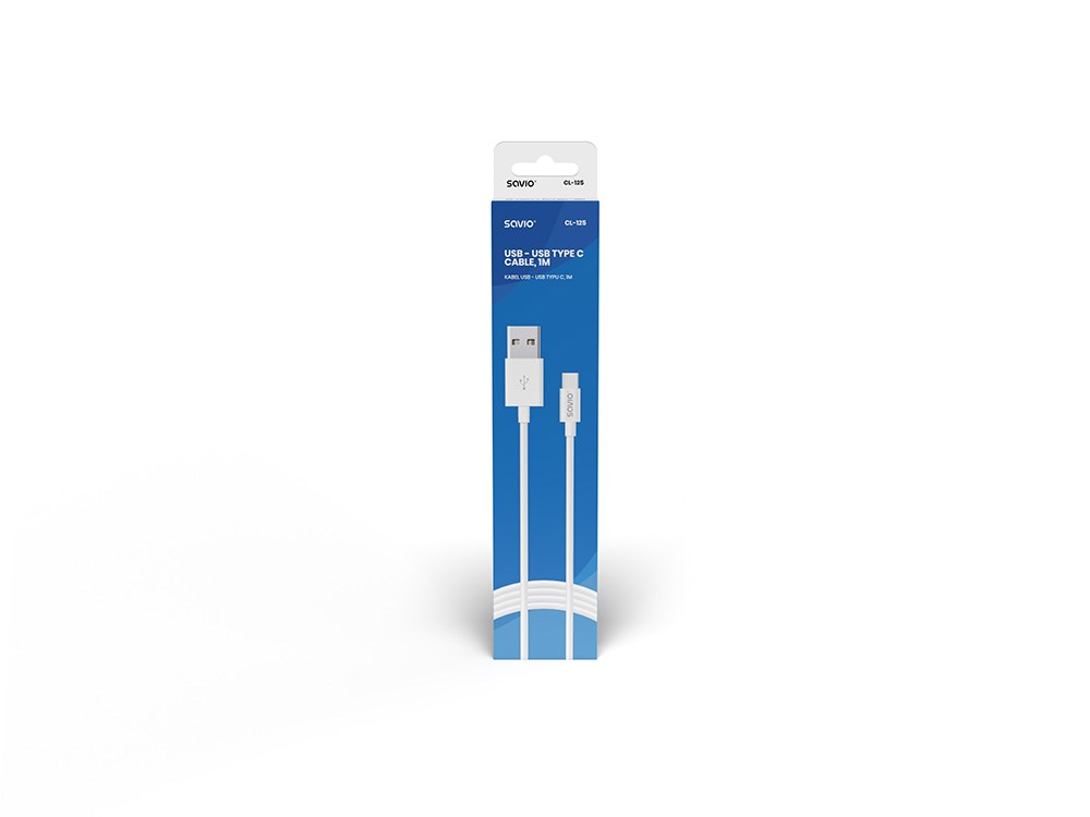 Savio USB USB type C cable 5A, 1m CL-126 White