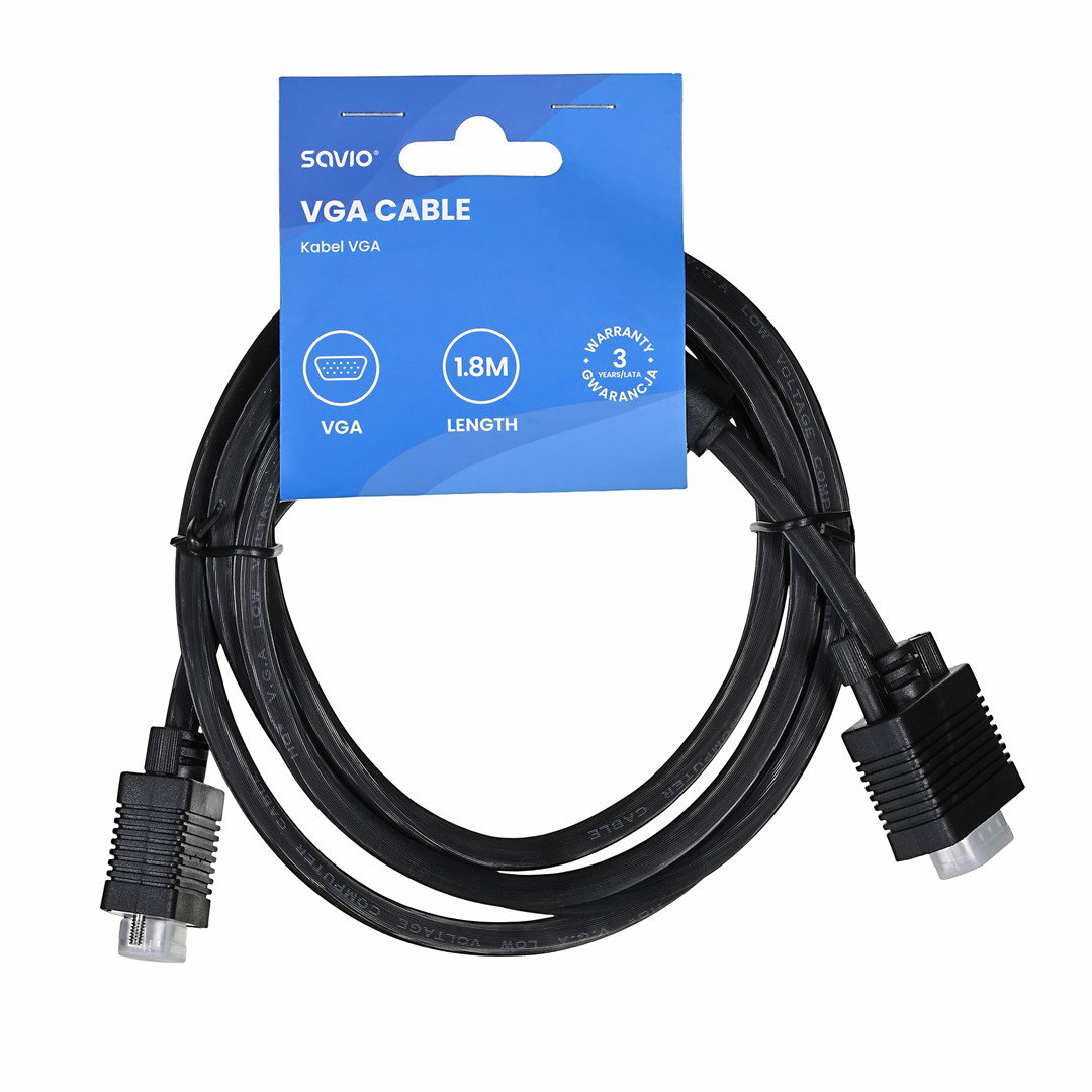 Savio Cl-202 VGA cable 1.8 m VGA (D-Sub) Black