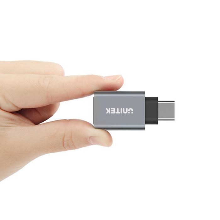UNITEK Y-A025CGY cable interface/gender adapter USB Type-C USB Type-A Metallic