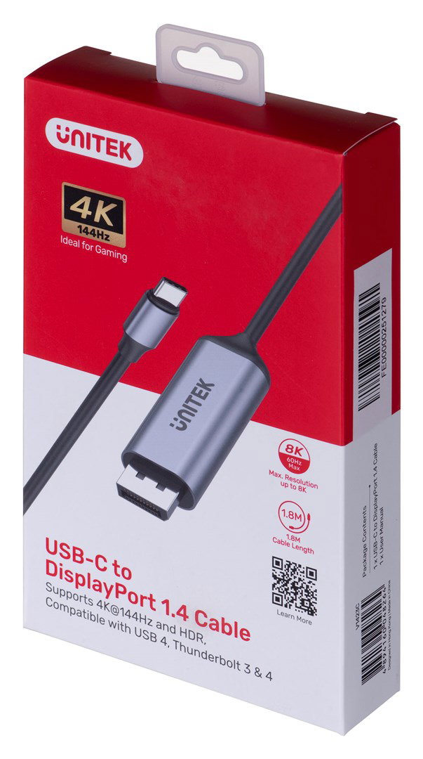 UNITEK ADAPTER USB-C, DISPLAYPORT 1.4, 8K@60HZ, 1,8M, V1423C