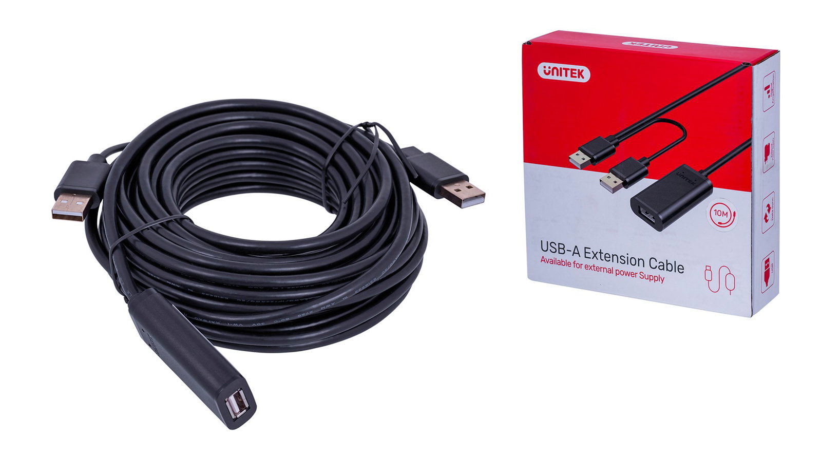 UNITEK Y-278 USB cable USB 2.0 10 m 2 x USB A USB A Black