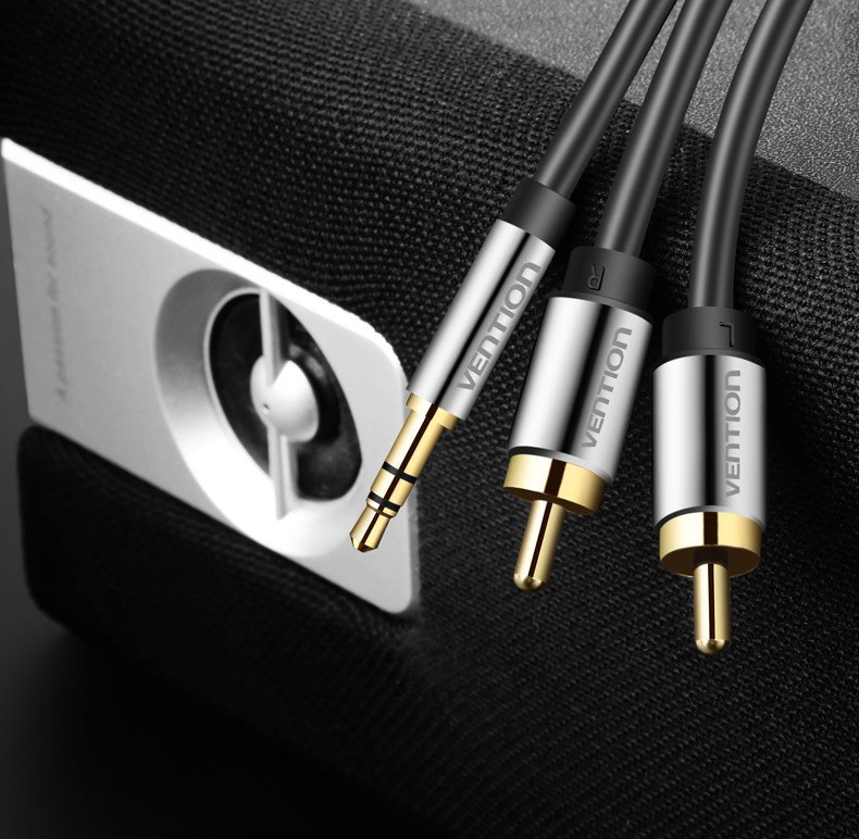 Vention 3.5mm Male to 2RCA Male Audio Cable 1M Black Metal Type