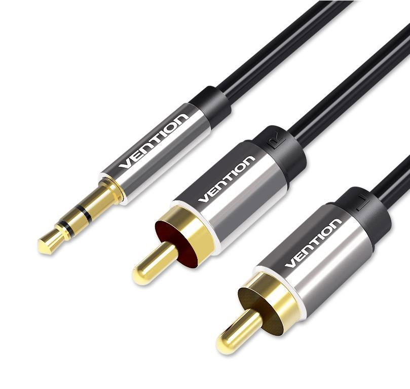 Vention 3.5mm Male to 2RCA Male Audio Cable 3M Black Metal Type