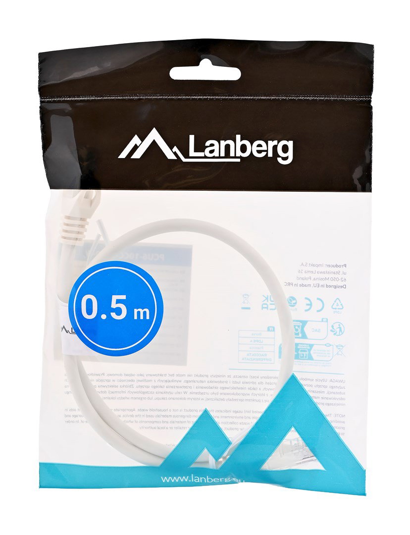Lanberg PCU6-10CC-0050-W networking cable White 0.5 m Cat6 U/UTP (UTP)
