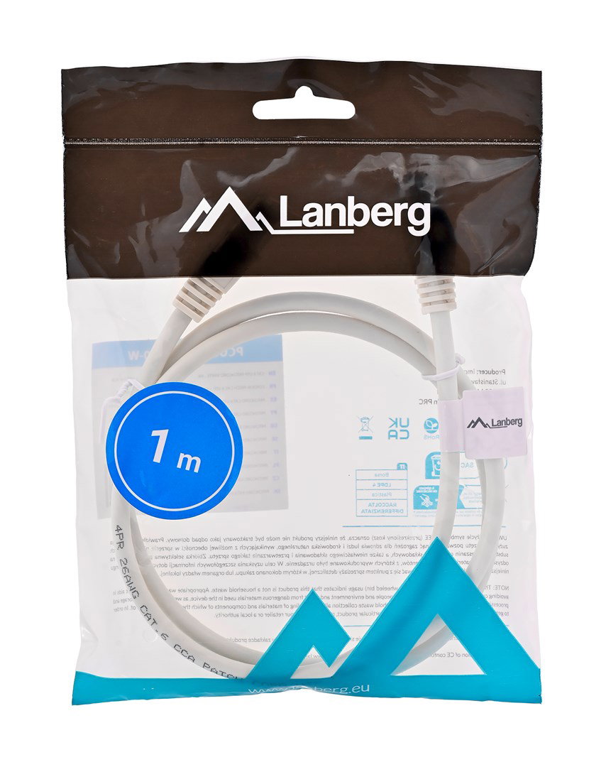 Lanberg PCU6-10CC-0100-W networking cable White 1 m Cat6 U/UTP (UTP)