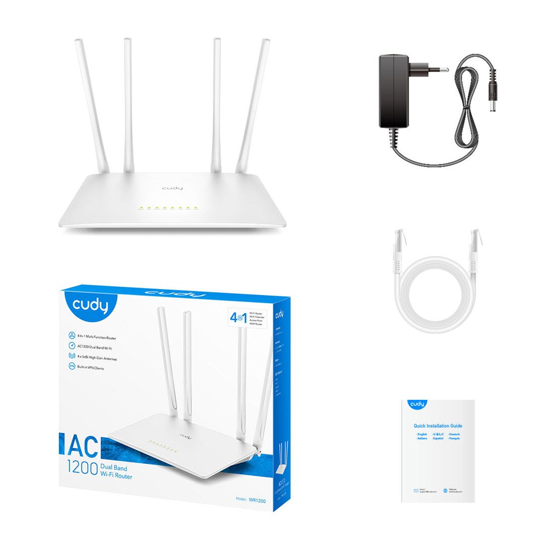 Cudy WR1200 wireless router Fast Ethernet Dual-band (2.4 GHz 5 GHz) White