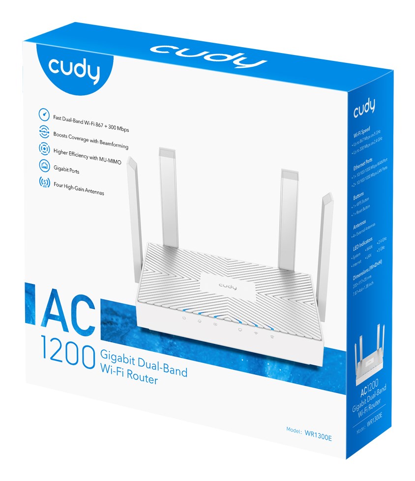 Cudy WR1300E wireless router Gigabit Ethernet Dual-band (2.4 GHz 5 GHz) White