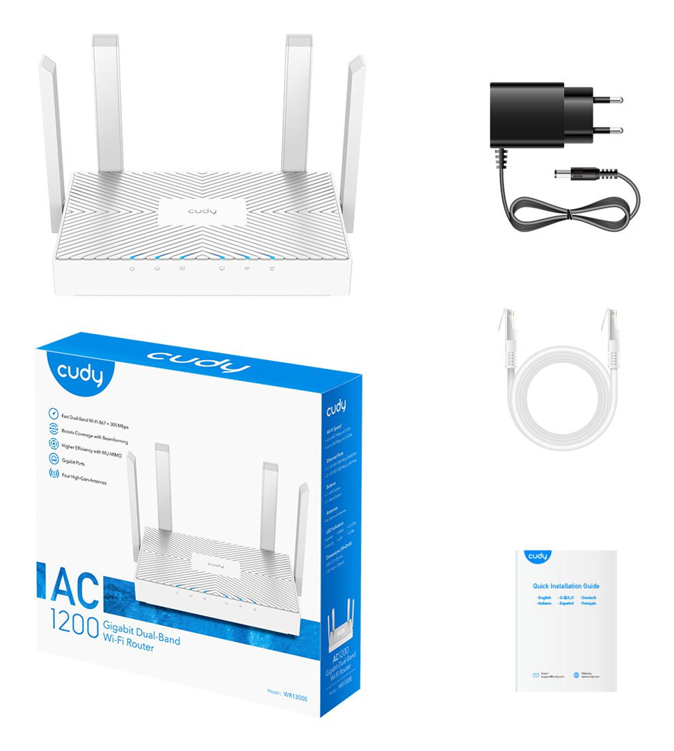 Cudy WR1300E wireless router Gigabit Ethernet Dual-band (2.4 GHz 5 GHz) White