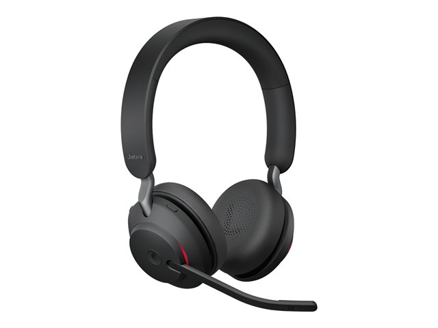JABRA Evolve2 65 MS Stereo Headset on-ear Bluetooth wireless USB-C noise isolating black Certified for Microsoft Teams