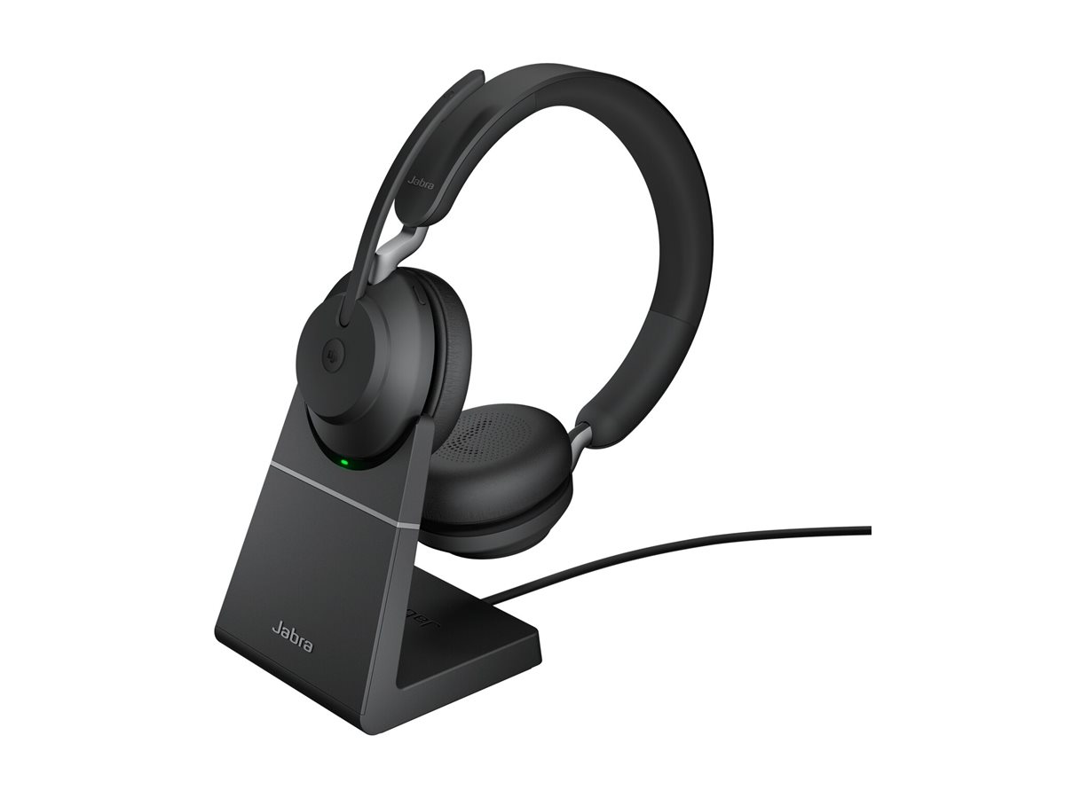 JABRA Evolve2 65 MS Stereo Headset on-ear Bluetooth wireless USB-C noise isolating black Certified for Microsoft Teams