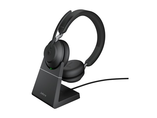 JABRA Evolve2 65 MS Stereo Headset on-ear Bluetooth wireless USB-C noise isolating black Certified for Microsoft Teams