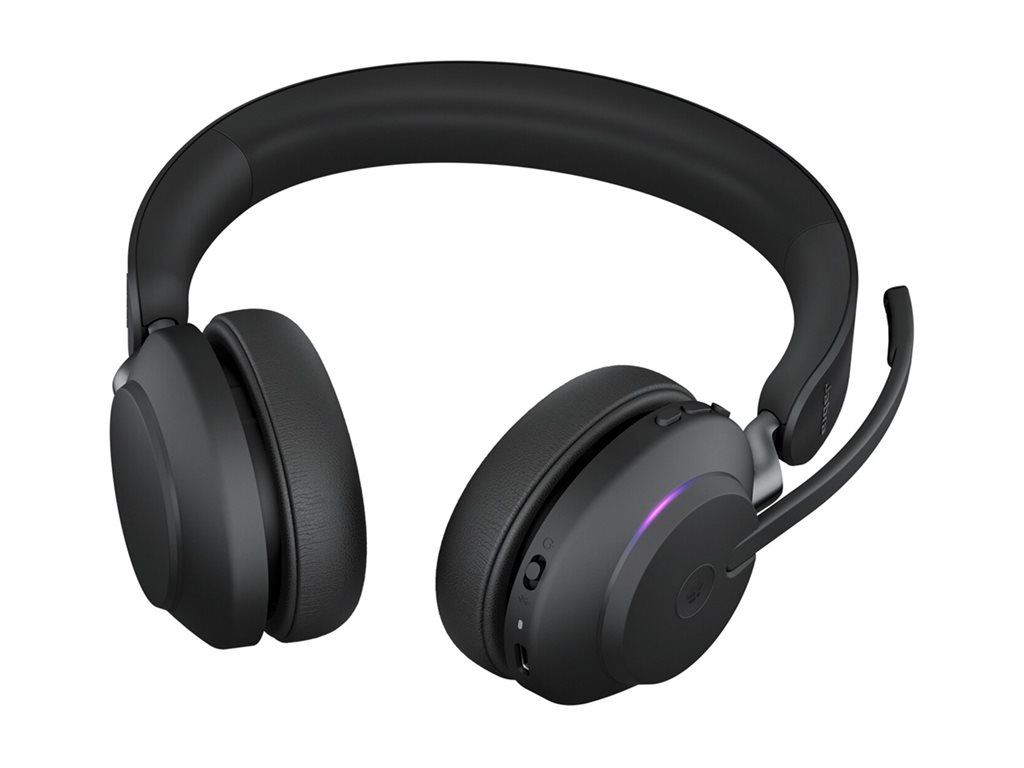 JABRA Evolve2 65 MS Stereo Headset on-ear Bluetooth wireless USB-A noise isolating black Certified for Microsoft Teams