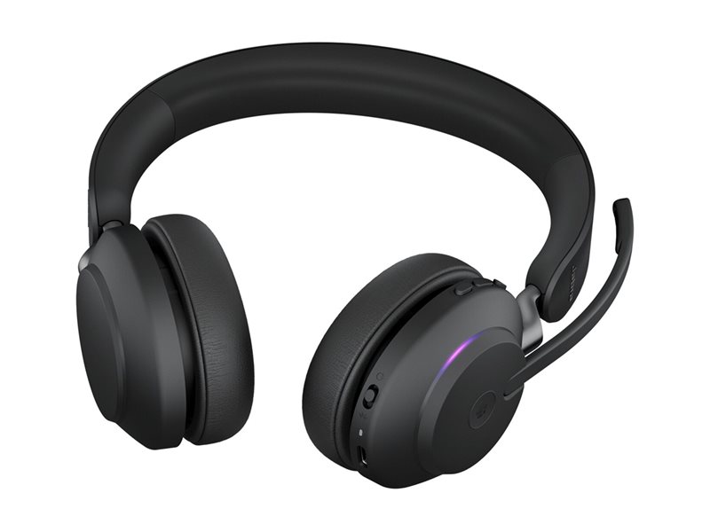 JABRA Evolve2 65 MS Stereo Headset on-ear Bluetooth wireless USB-A noise isolating black Certified for Microsoft Teams