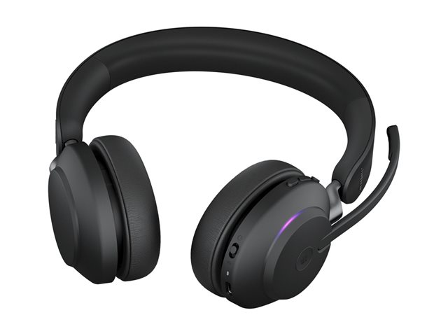 JABRA Evolve2 65 MS Stereo Headset on-ear Bluetooth wireless USB-A noise isolating black Certified for Microsoft Teams