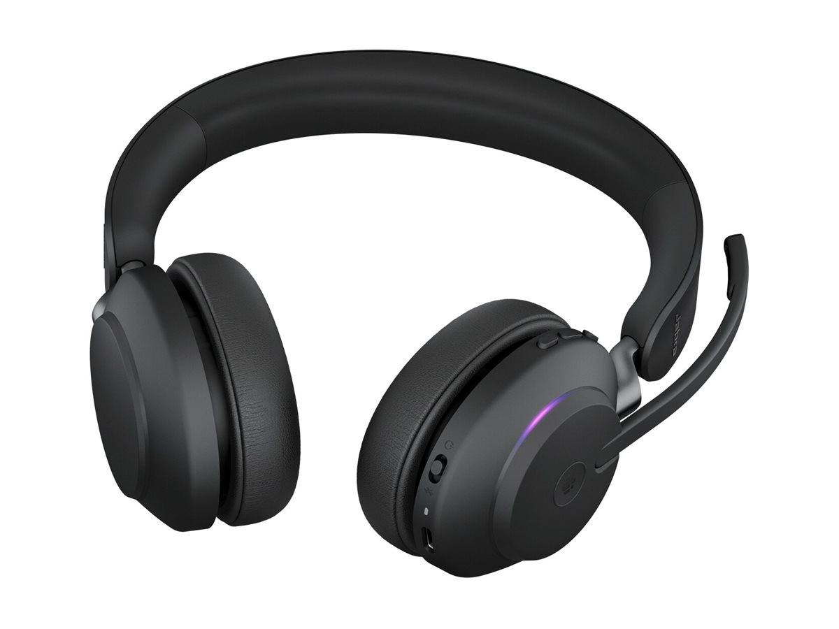 JABRA Evolve2 65 MS Stereo Headset on-ear Bluetooth wireless USB-A noise isolating black Certified for Microsoft Teams