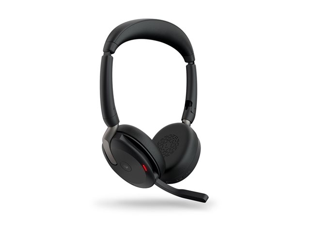 JABRA Evolve2 65 Flex MS Stereo Headset on-ear Bluetooth wireless active noise cancelling USB-A black Certified for Microsoft Te