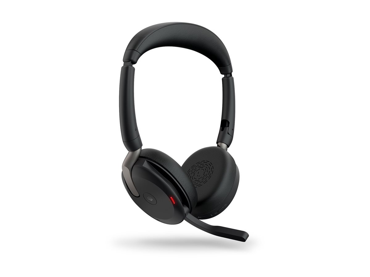 JABRA Evolve2 65 Flex MS Stereo Headset on-ear Bluetooth wireless active noise cancelling USB-A black Certified for Microsoft Te